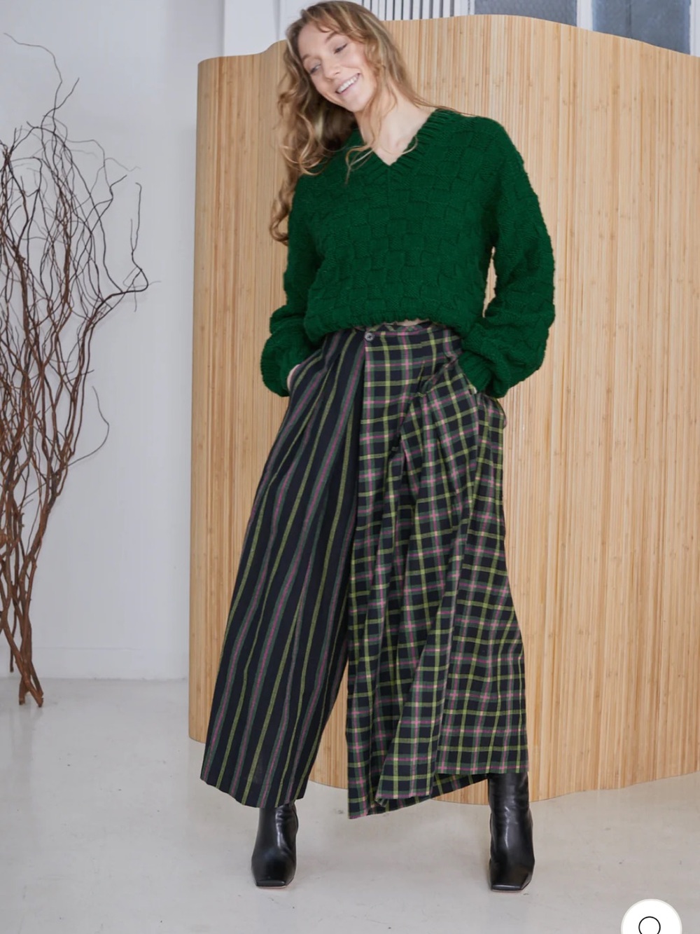 NWT RUJUTA SHETH FRIDA PANTS | STRIKE CHEX X STRIKE STRIPE - Picture 14 of 16